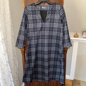 Leslie Evers plaid gray black red women’s size medium dress